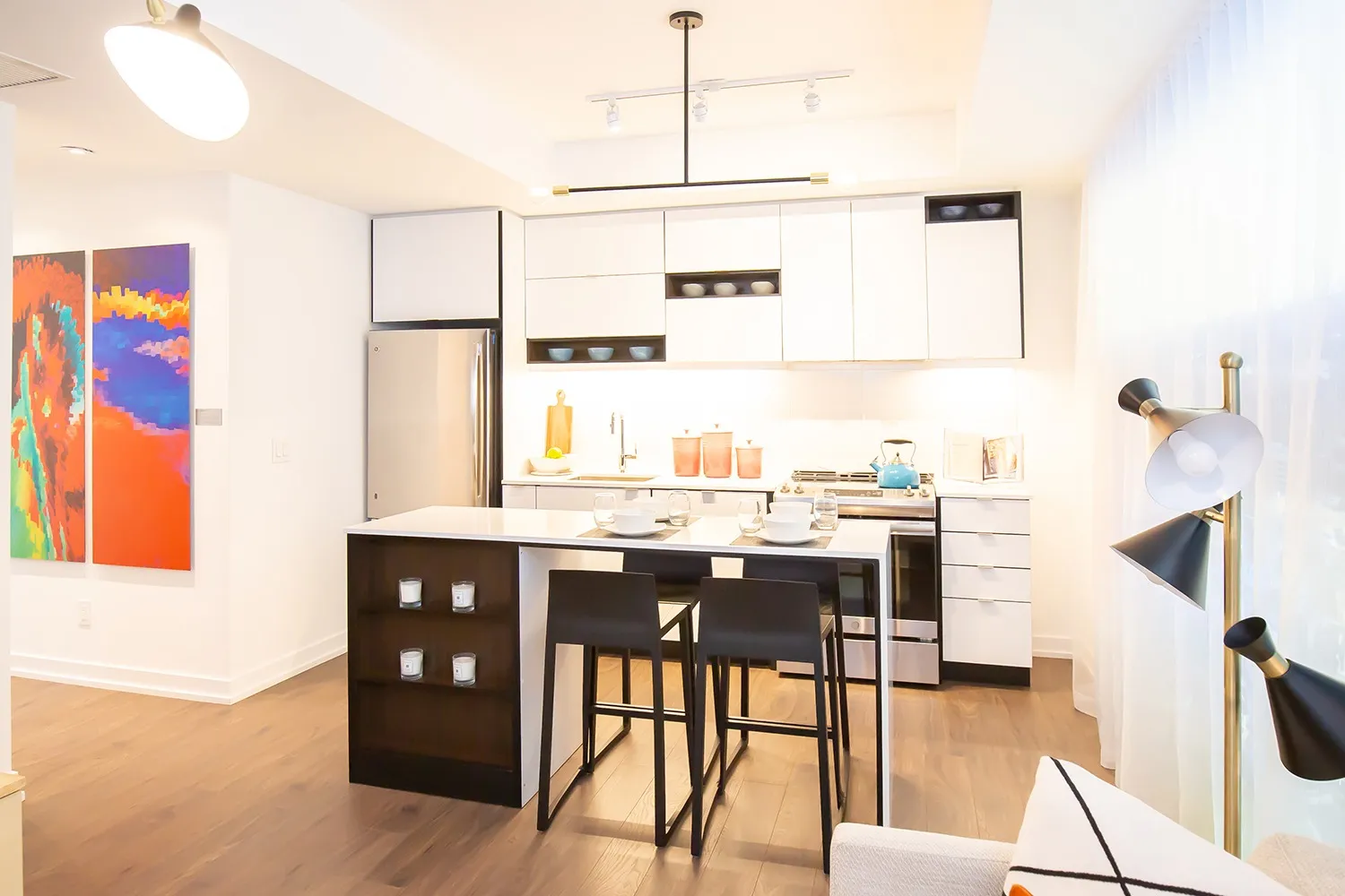 Spacious suite living area at Wesley Tower