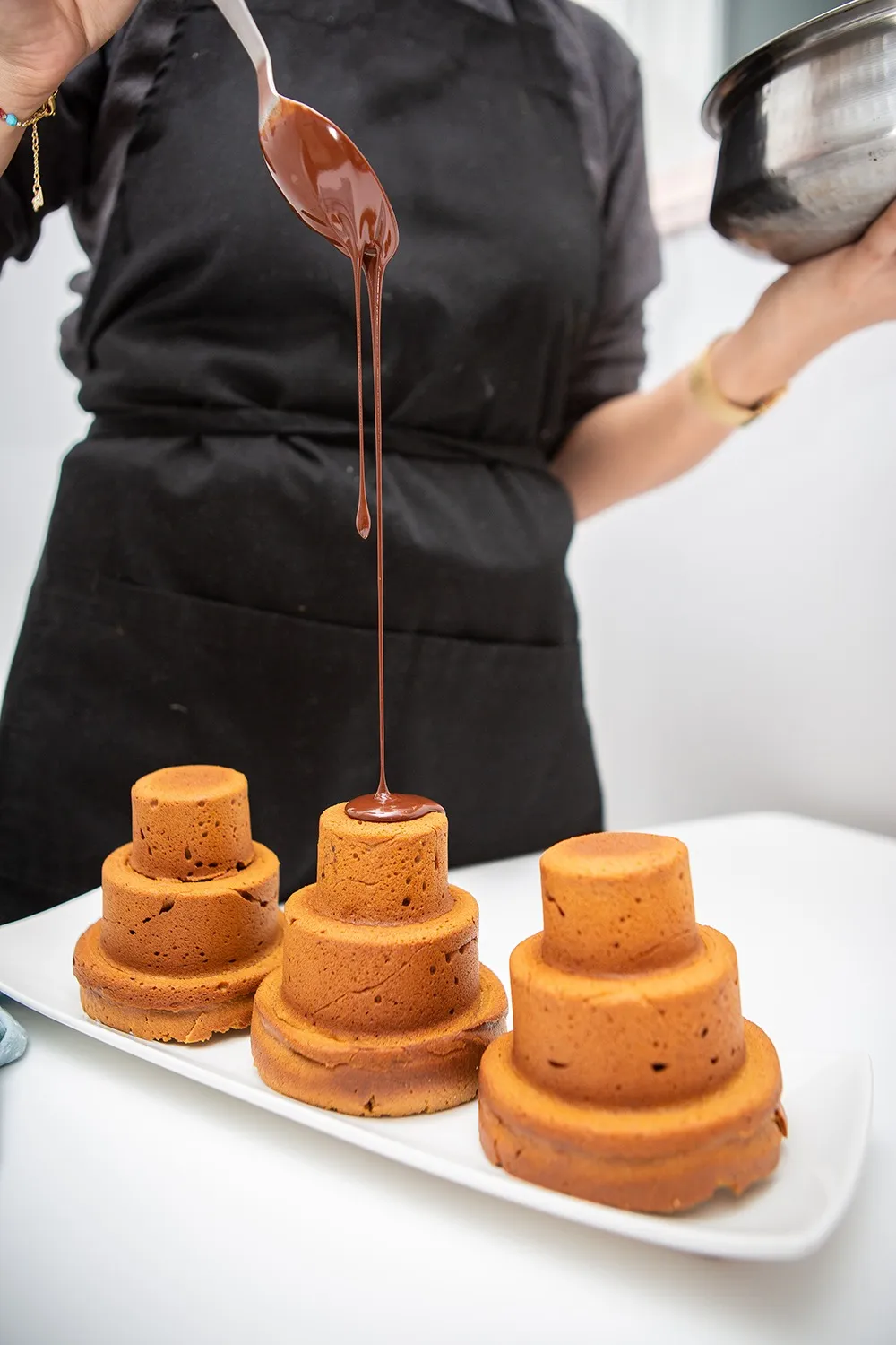 Prepping the mini cake baking pan