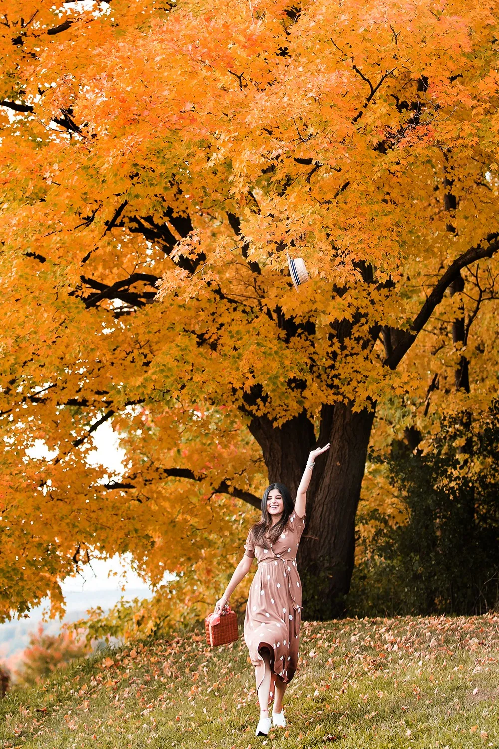 Autumn portrait surrounded by fall foliage