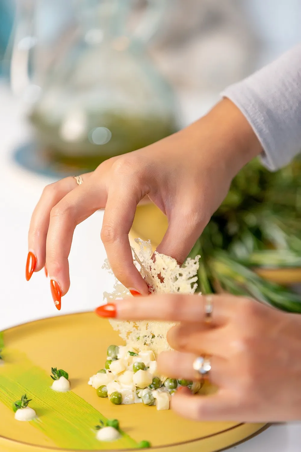 Crisp Parmesan tile cooking in the pan