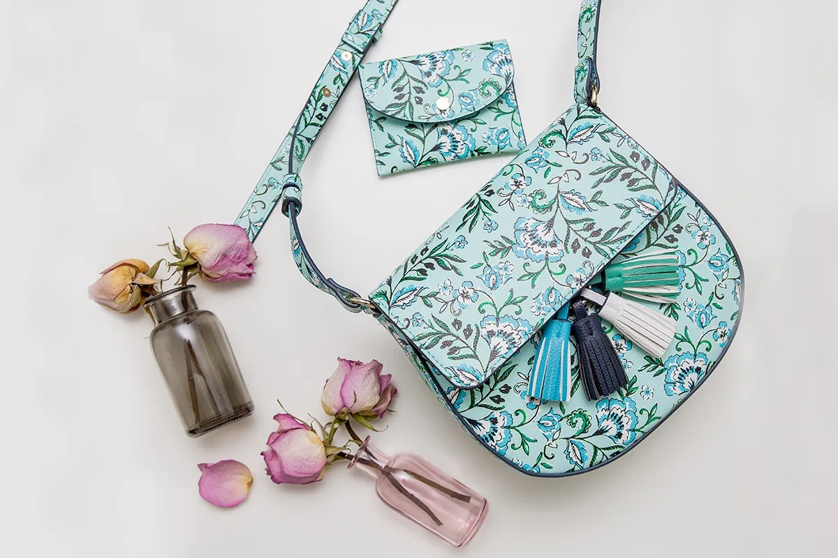 Floral card holder and crossbody bag duo