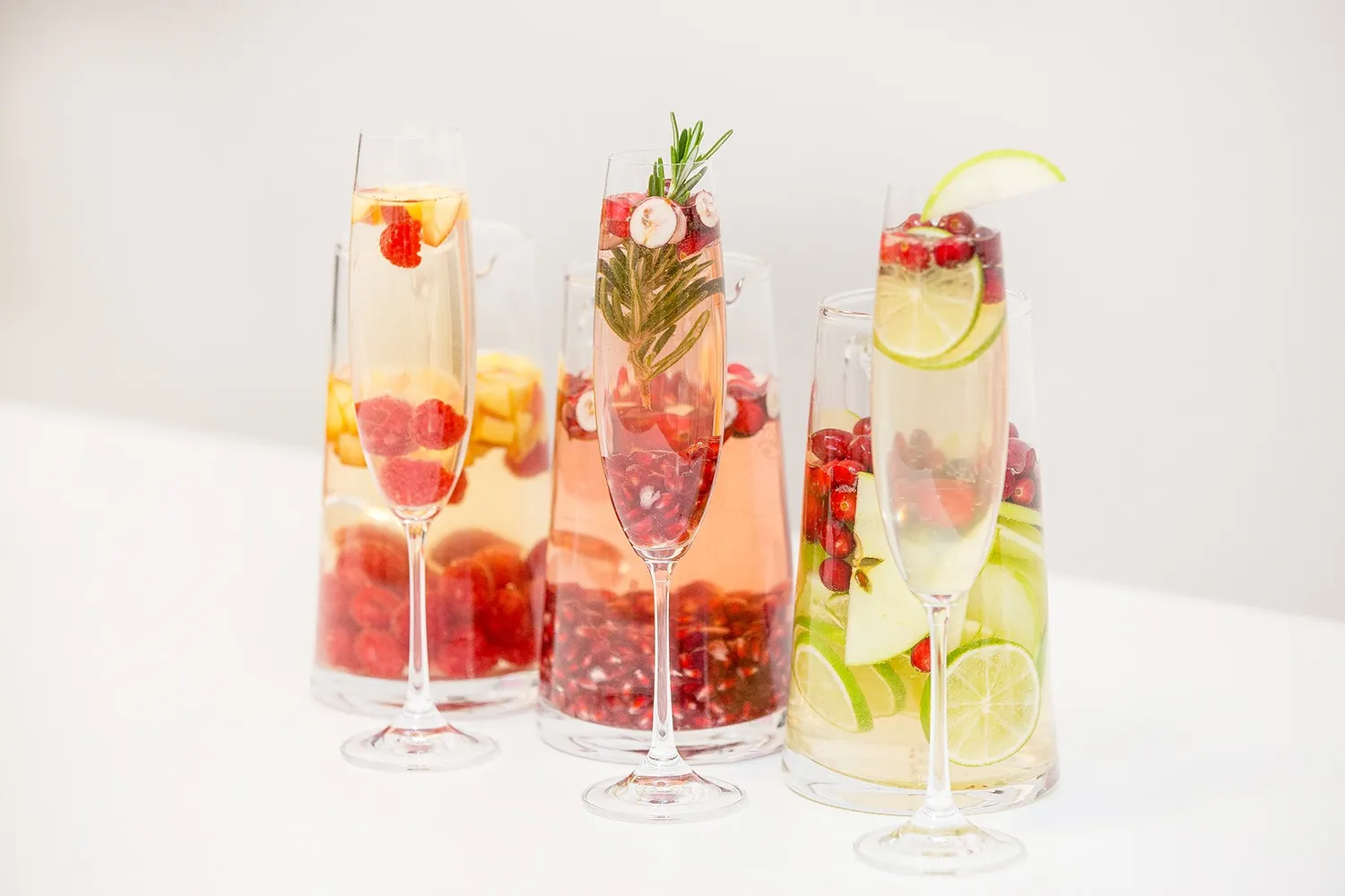 Festive holiday sangrias in a pitcher