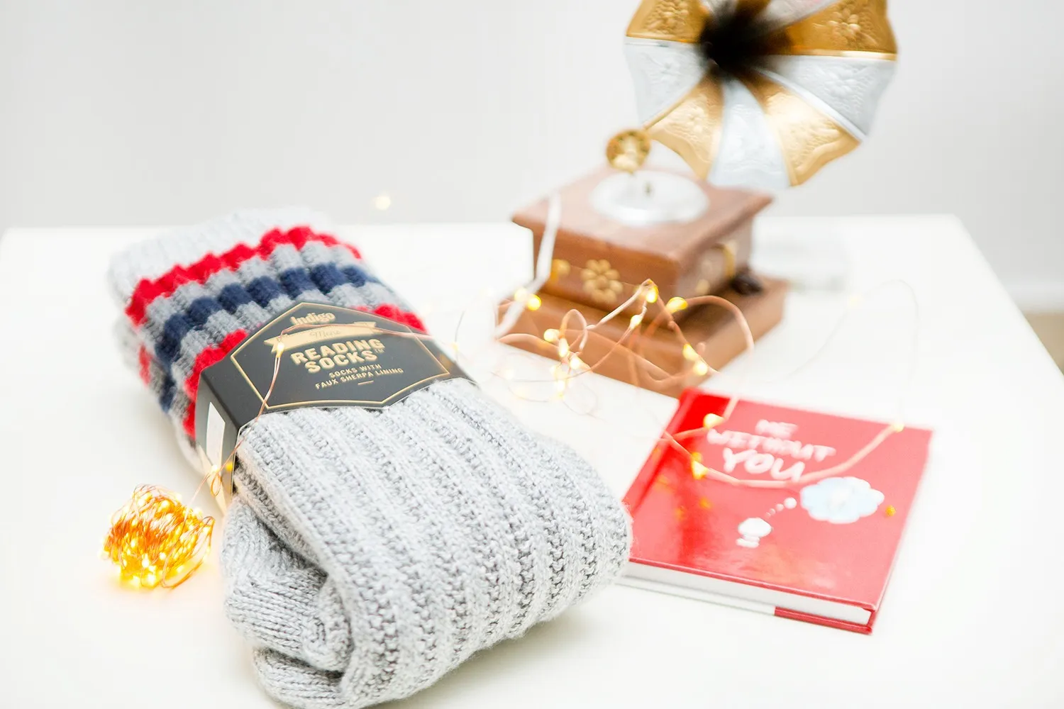 Cozy reading socks and a book for dad