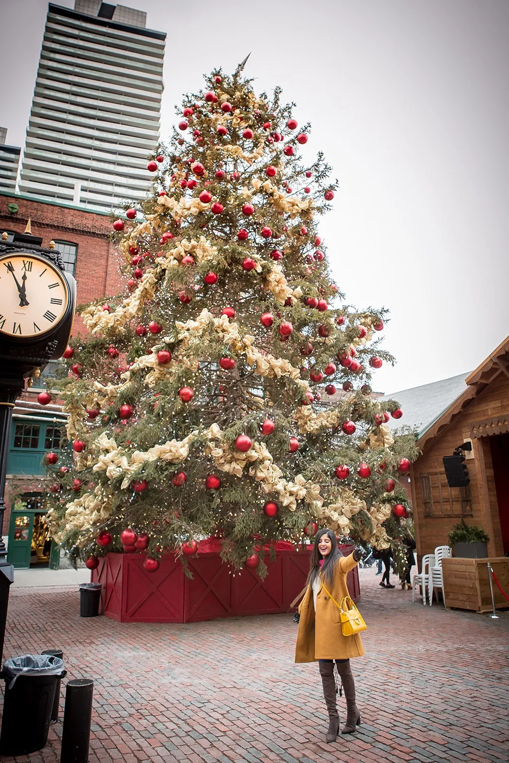 Holiday lights and decorations at the market