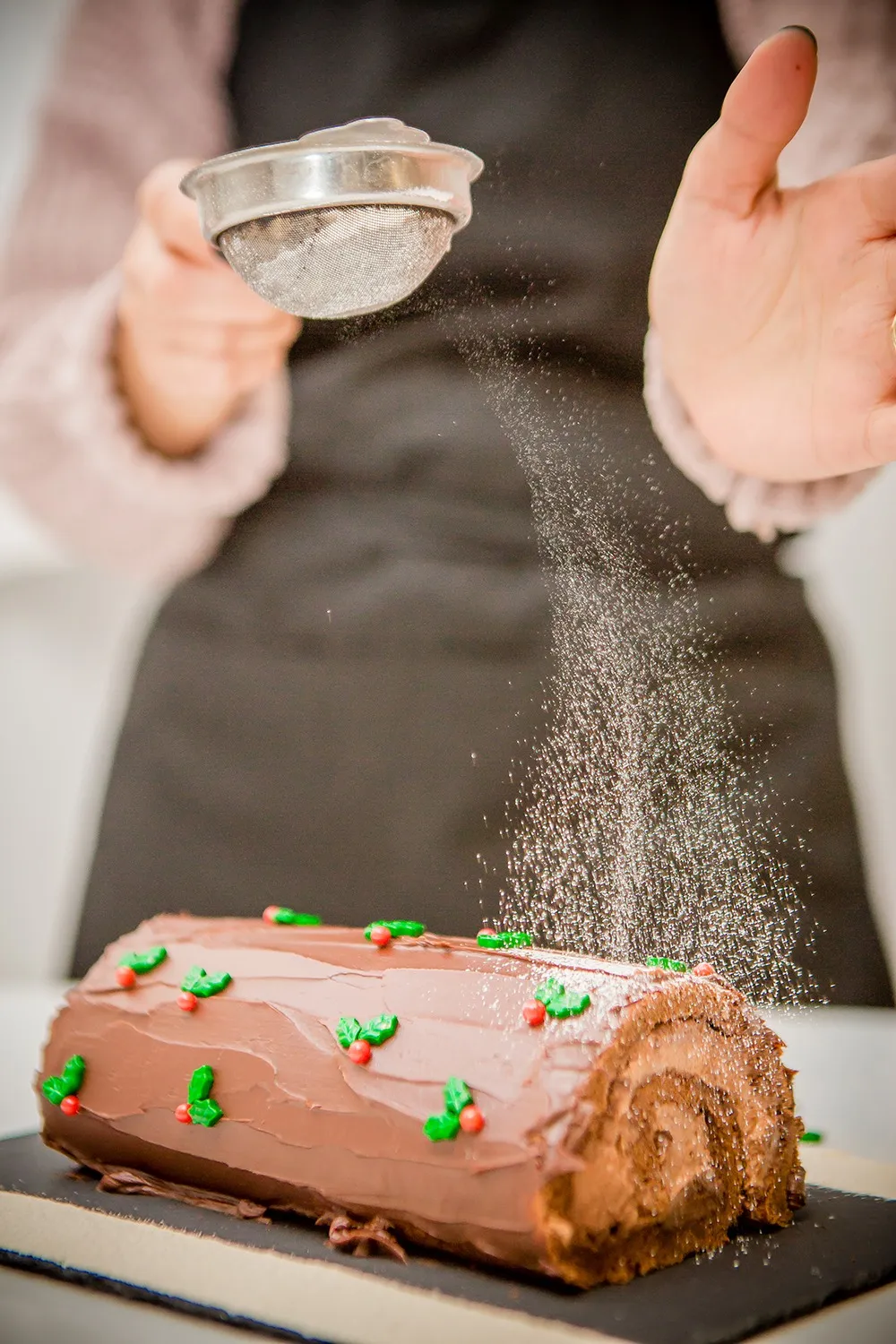 Chocolate sponge cake batter ready to bake